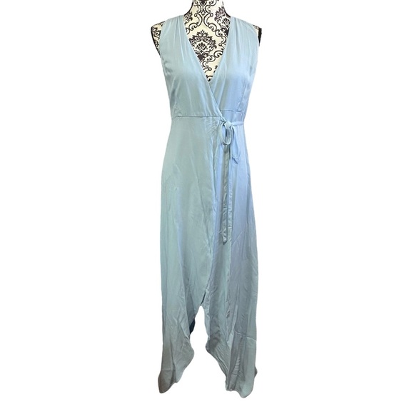 Mickey & Jenny High Low Blue Wrap Maxi Dress Sz-Small - Picture 4 of 6